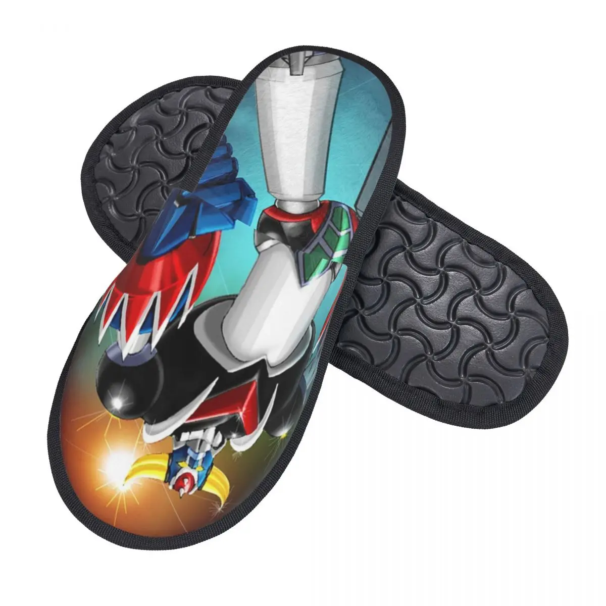 Custom Goldorak Grendizer Soft Memory Foam House Slippers Women Anime UFO Robot Goldrake Comfy Warm Anti-skid Sole Slipper