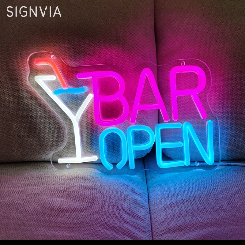 Bar Open LED Neon Sign Business Party For Office Store Restaurant Cafe Open Sign Led Wall Decor Aesthetic Decoration Neon Lamp