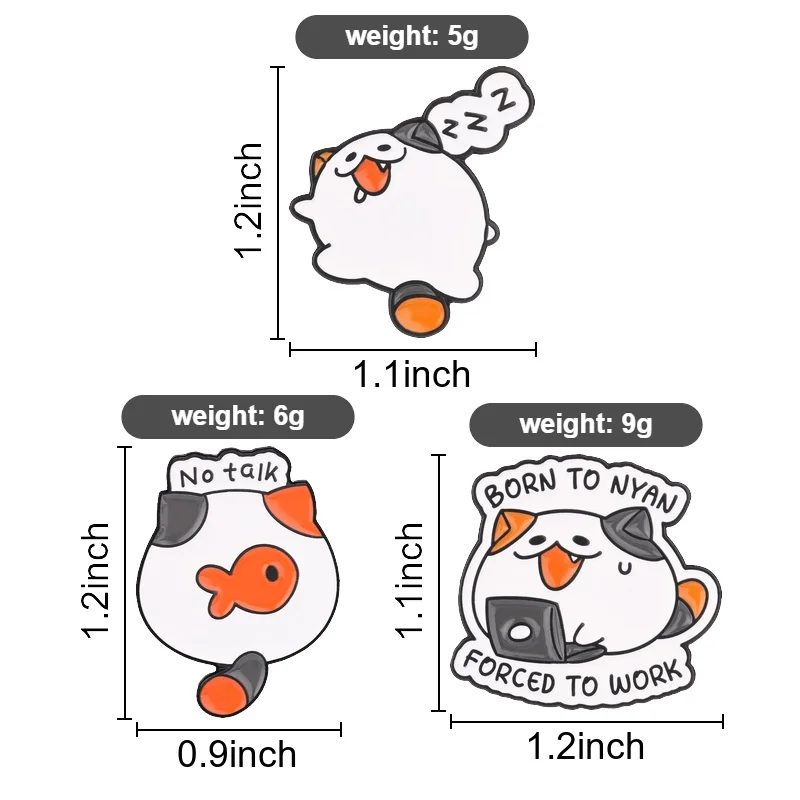 Turbo Granny Glückskatze Emaille-Anstecknadel Kawaii Dreifarbige Katze Geometrische Biene Goldfisch Ente Brosche Reversnadel Taschenanstecker Schmuck Geschenk für Freunde – Detail 15