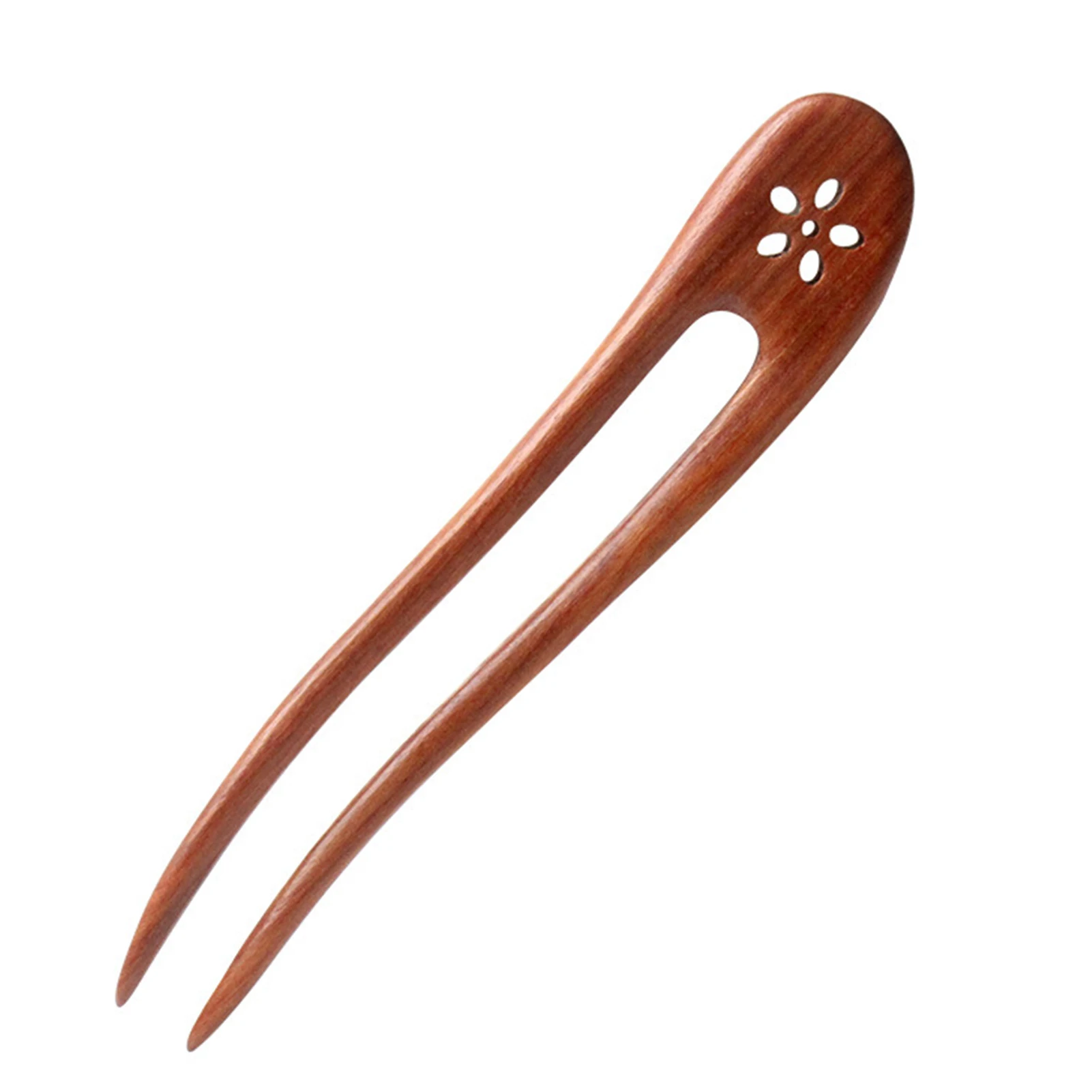 Chinese Hairpins Double Forks Classy Rosewood Headdress with U-shape for Friend Chinese New Year Gift