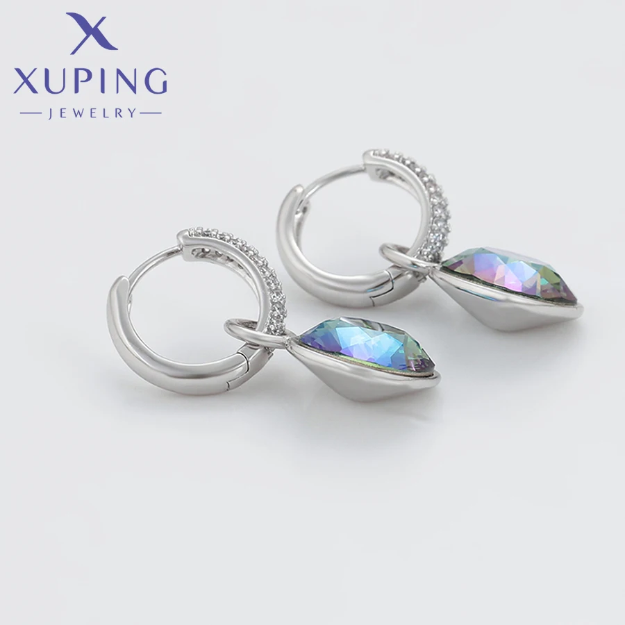 Xuping Jewelry Fashion Charm Jewellery Crystal Drop Earrings with High Quality Rhodium Color for Women Party Gift A00606268