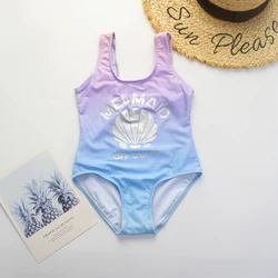 Shell Deco Children Girls Kids One Piece Swimsuit Gradient Random Color Summer Baby Kids Swimwear 3-8 Years Girls Swimming Suit