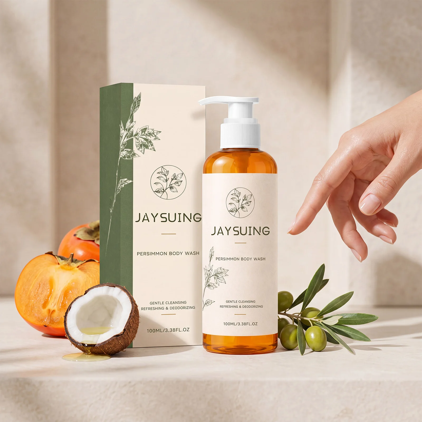 Persimmon Deodorant Body Wash Odor Eliminator Gentle Hydrating Skin Care Body Skin Cleansing Refreshing Shower Gel For Men Women