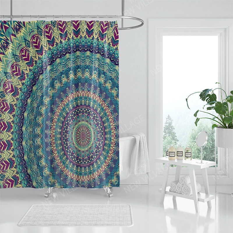 Waterproof fabric shower curtains Bathroom curtain accessories Bath curtain 180x200cm 240*200cm boho decoration vintage mandala