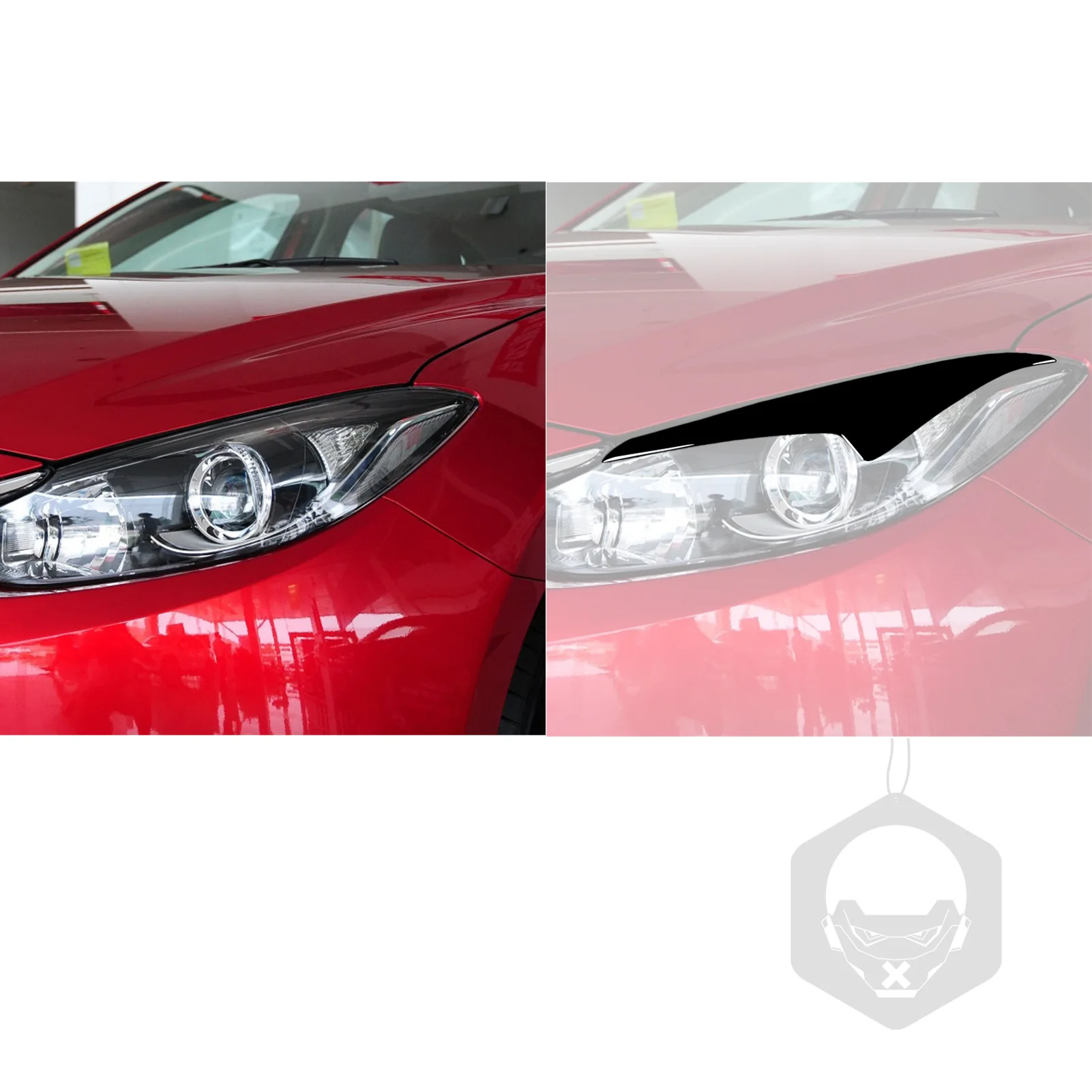 Piano Black Car Front Headlight Eyelid Eyebrow Cover Trim Sticker For Mazda 3 Axela 2014-2016