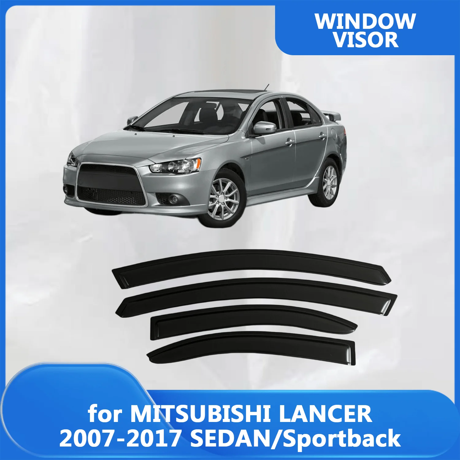 

Window Visor for MITSUBISHI LANCER 2007 2008-2014 2015 2016 2017 SEDAN/Sportback Wind Deflectors Rain Guards Door Visor Vent