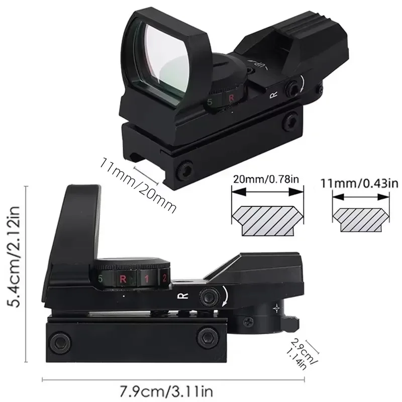 Tactical Green Red Dot Sight Optics Reflex Riflescope Hunting Scopes Fit 11/20mm Rails Rifle for Hunting Compact Collimator