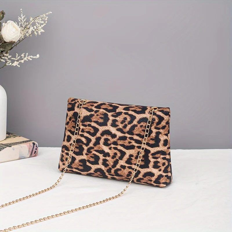 Modische Damen-Umhängetasche mit Leopardenmuster, exquisite, vielseitige Trend-Umhängetasche, Pendler-Temperament, Retro, kleine quadratische Tasche – Detail 5