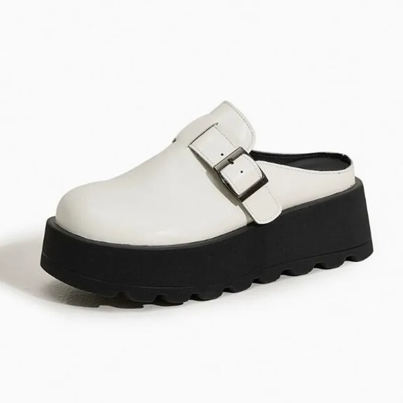 

Женские дизайнерские шлепанцы-мюли на платформе из натуральной кожи, 7 см, летние, дышащие, высококачественные, повседневные сандалии