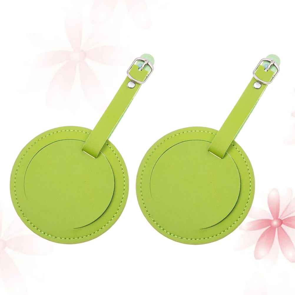 

2Pcs Round Luggage Id Tag PU Name Label for Suitcase Backpack Baggage Identifier with Paper Card Bright Color Travel Tag