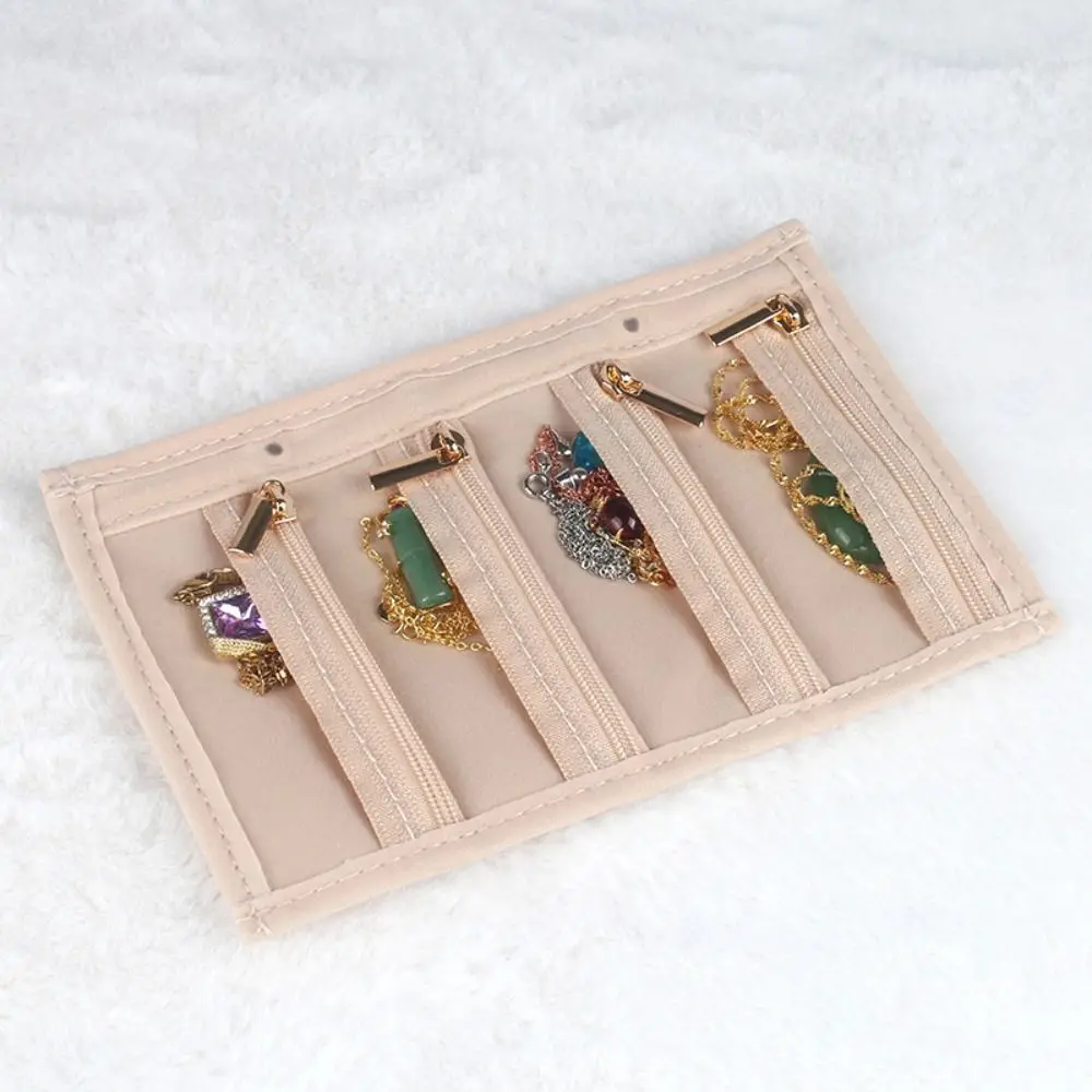 Earrings Necklace Velvet Jewelry Packing Bag Transparent Zipper Jewelry Display Holder Multi-pockets Bracelet Rings