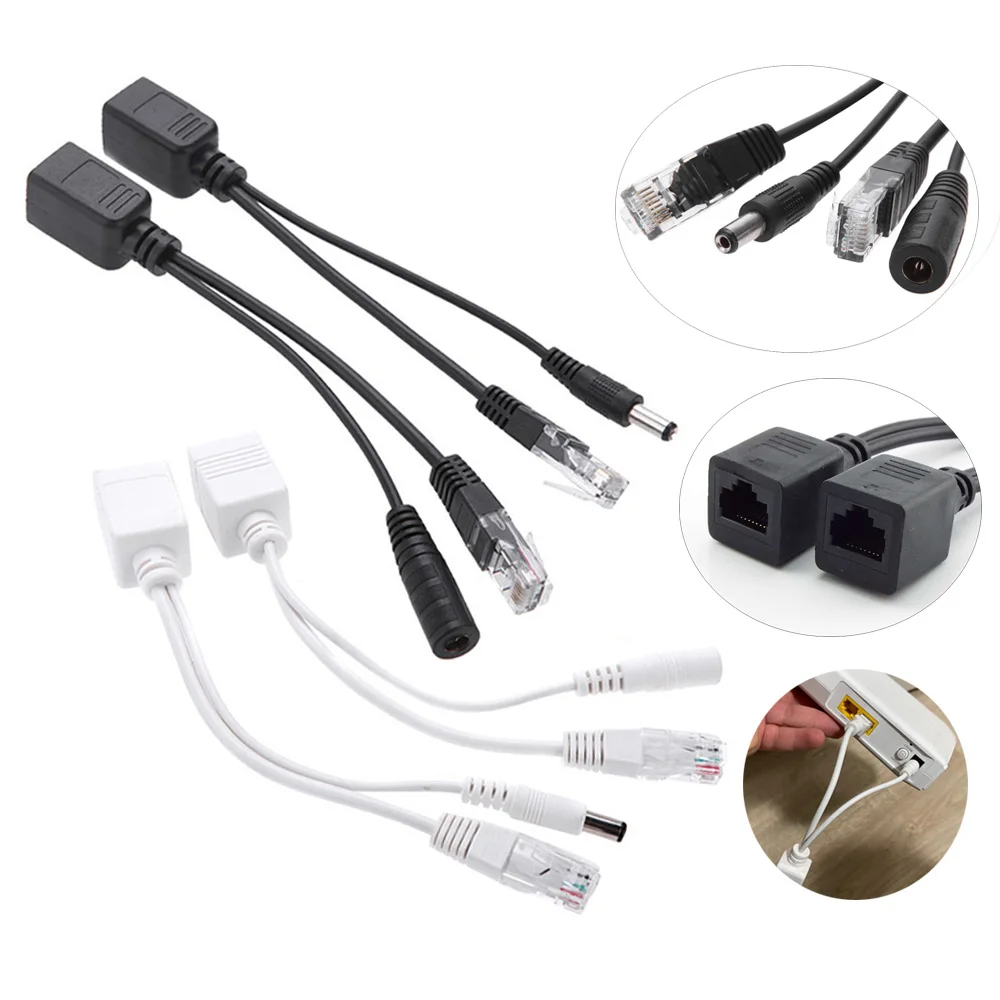 

1 Pair POE Camera Splitter 12V Powe Injector POE Adapter Cable CCTV Accessories Connector Power Supply for Surveillance Camera A