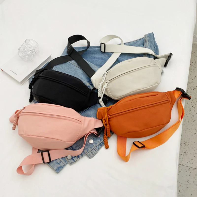 Waist Bag Women New Canvas Leisure Portable Zipper Korean Style Canvas Chest Bag Shoulder Bag Waist Bag Sports