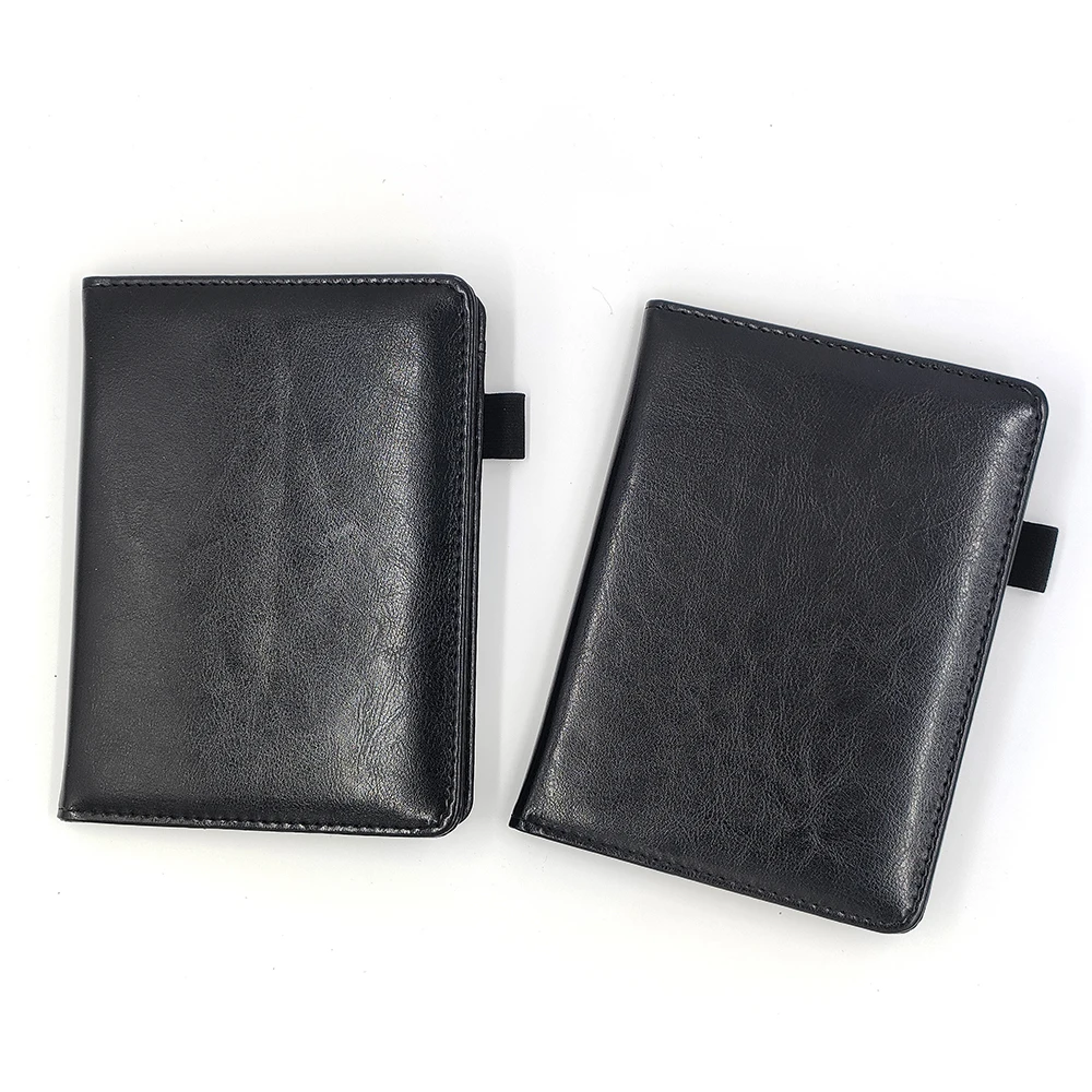 High Quality PU Leather Note Book Black A6 Portable Notepad Notebook With Pen 30 Sheets Sticky Notes Can Replaceable