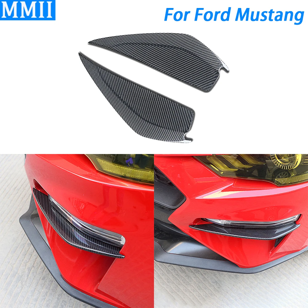 

For Ford Mustang 2018-2023 Real Dry Carbon Fiber Front Bumper Fog Light Lamp Wind Knife Cover Trim Car Retrofitting Accessories