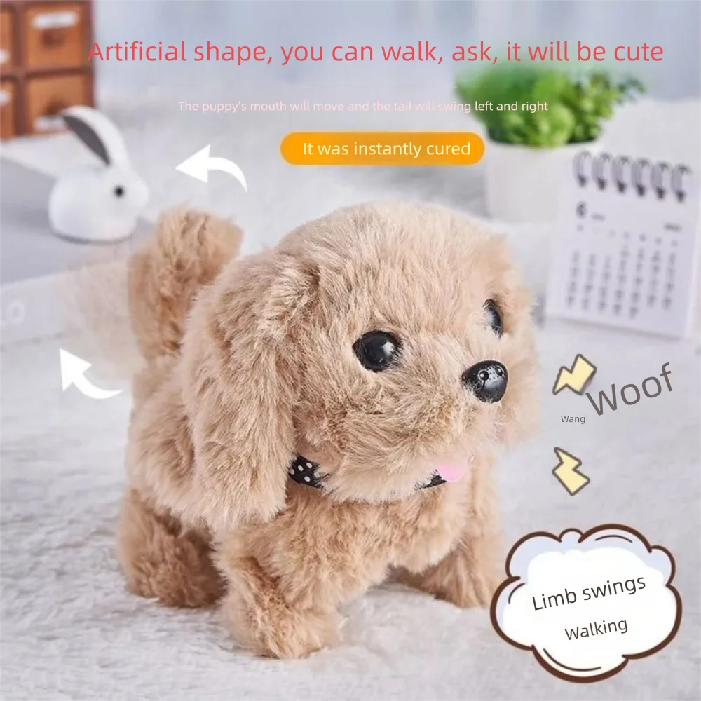 

New Plush Robot Puppy Interactive Barking Simulated Puppy Walking Tail Wagging Walking Dog Toy Educational Gift