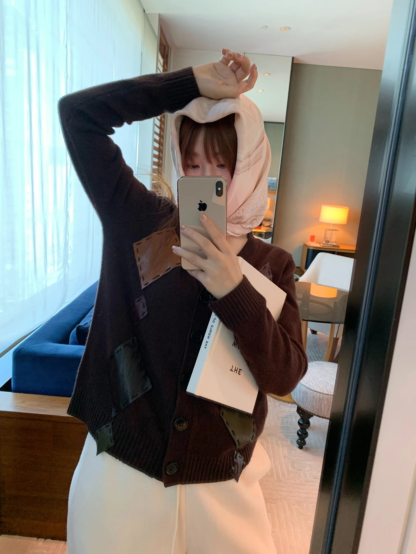 

Вязаный кардиган ручной работы из 100% шерсти с V-образным вырезом, универсальный весенний топ с ромбовидным узором, женское свободное пальто с длинными рукавами