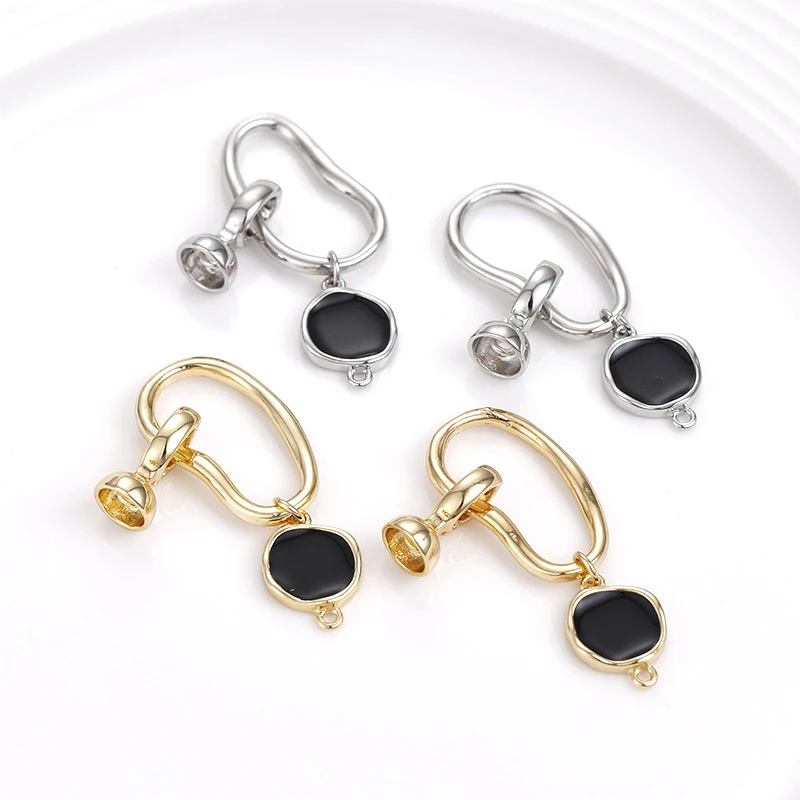 1 set  Copper plated with 18k gold  Round black oil drip  Special shaped end buckle  Diy makes jewelry necklace accessories