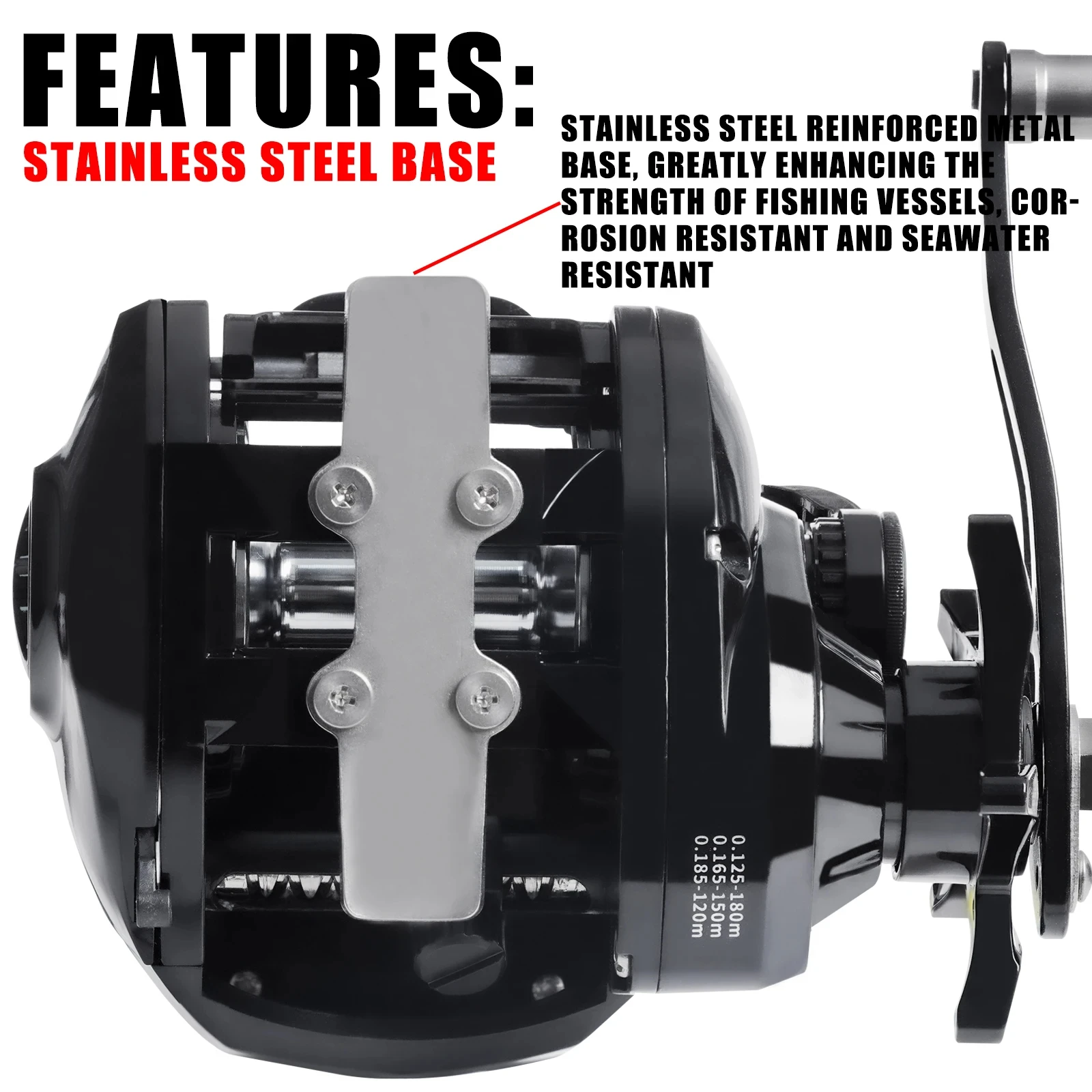 SAMOLLA Large Deep Sea Electronic Fishing Reel Baitcasting Saltwater Waterproof 6.4:1 16KG Drag Catfishing Trolling Metal Base