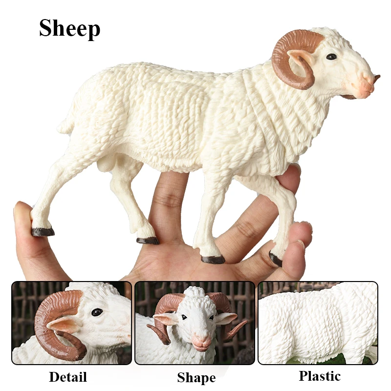 Oenux Zoo World Farm Animal Horse Cow Pig Sheep Goat Donkey Model Action Figures Lion Tiger PVC Educational Cute Kids Toy Gift