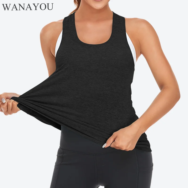 

WANAYOU Women Sleeveless Racerback Workout Yoga Tank Tops Running Training Yoga Shirts Athletic Gym Fitness Sport Vest