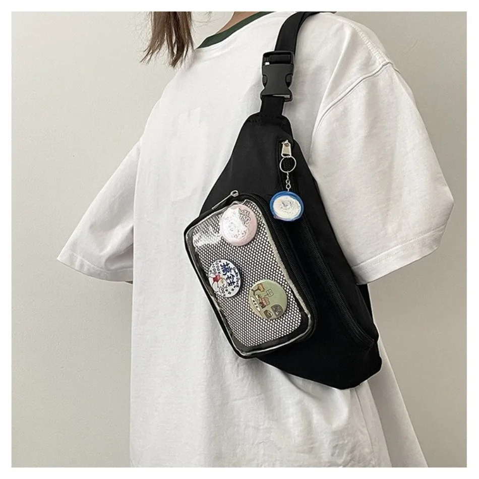

Cute canvas chest bag female spring and summer 2025 new tide girls shoulder crossbody bag Japanese students waist bags