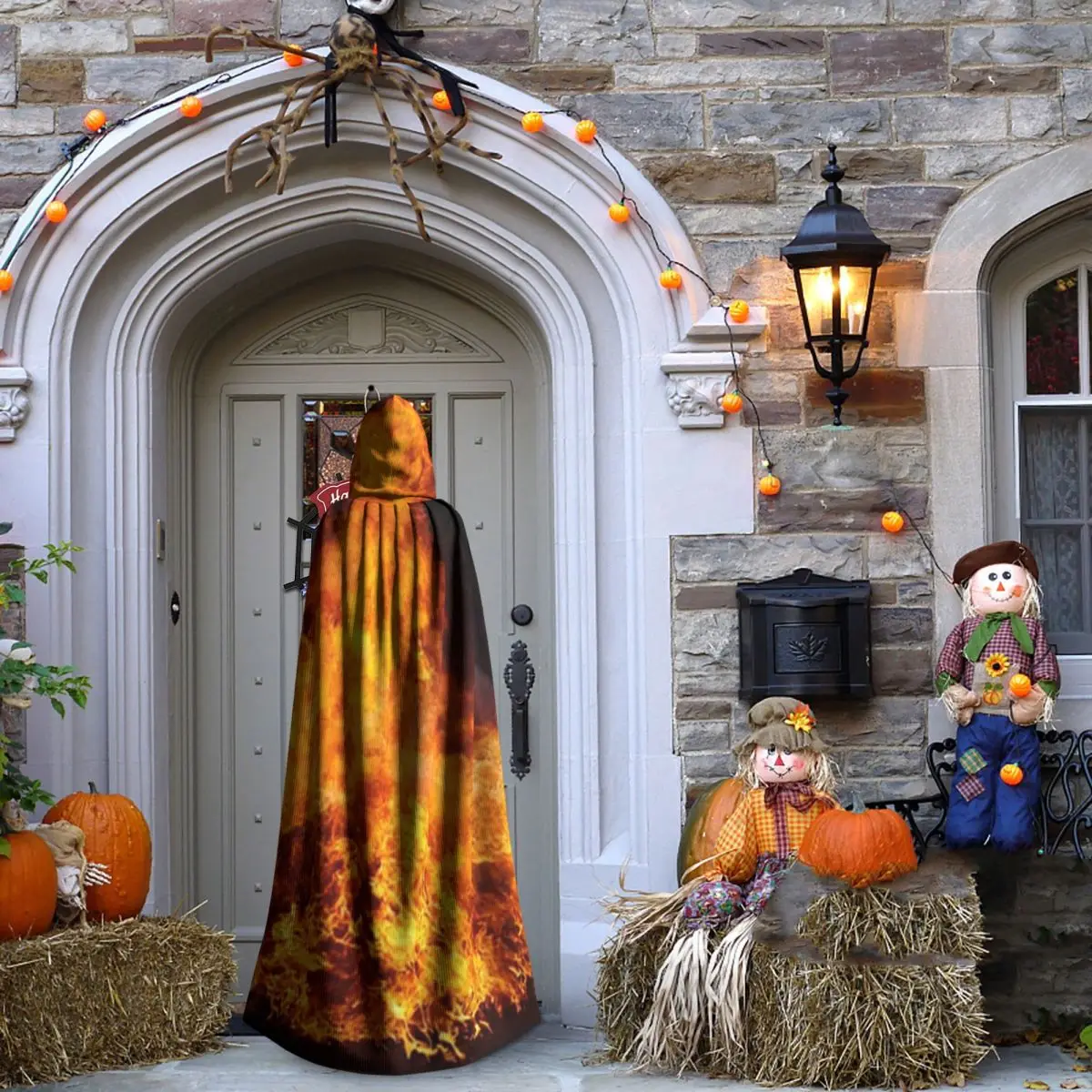 夜の炎 ロングフード付きマント 魔女 中世コスチューム コスプレケープ ハロウィンヴァンパイア 大人用 ユニセックス