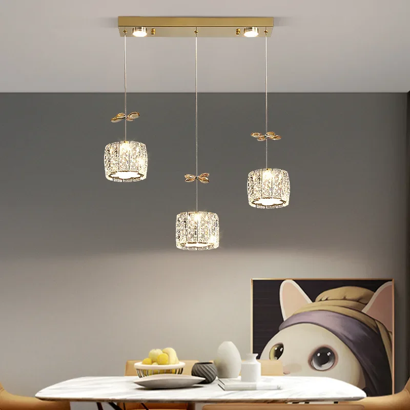 Cristal sala de estar villa lustre luz luxo francês multi-cabeça sala de jantar quarto uma palavra italiano quente homestay jantar