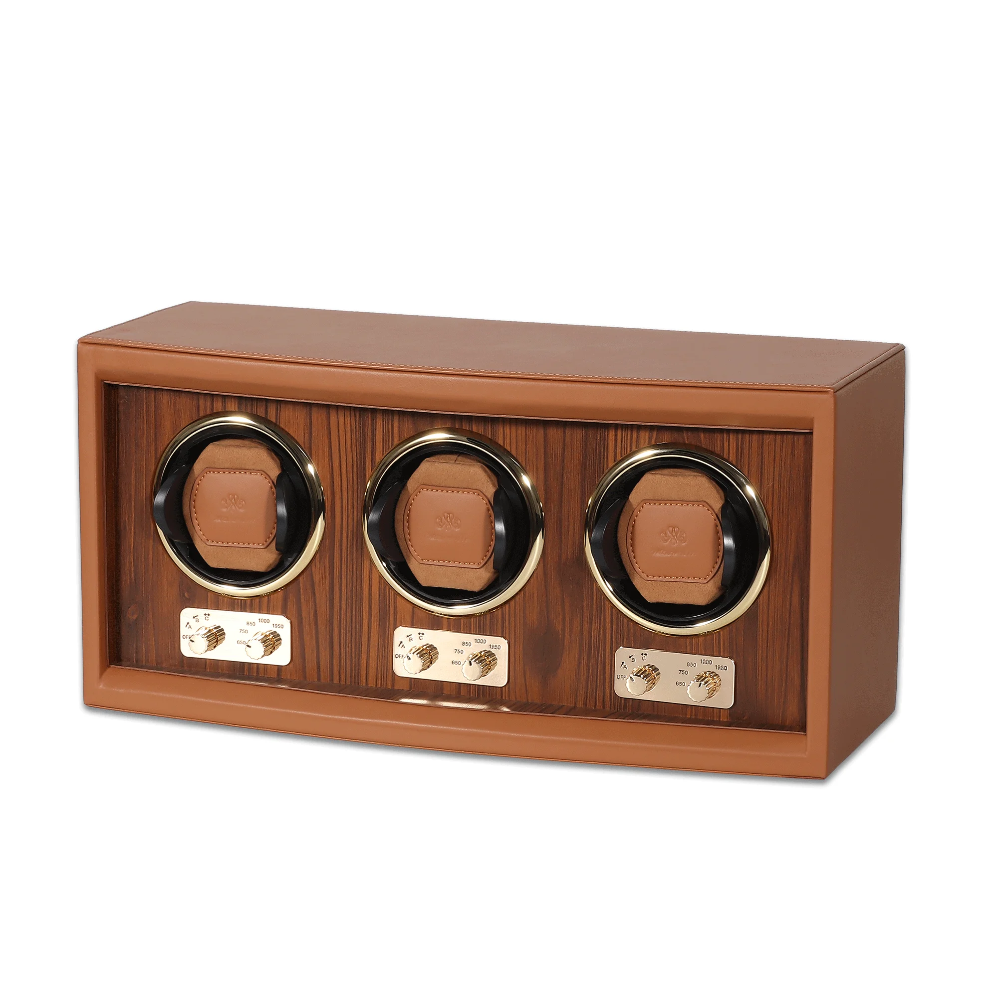 Customized 3-Slot Leather PU Automatic Watch Winder PU Material Storage Box for Watches for Watch Boxes & Cases