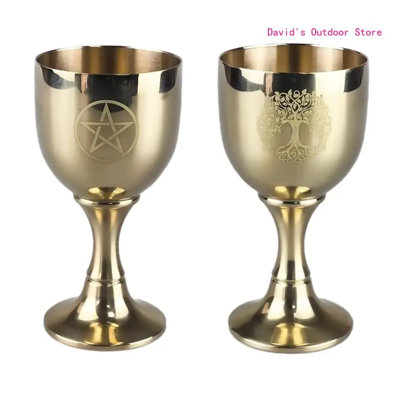 

Tree/Star Pattern Coppers Holy Water Cup Vintage Wine Cup Elegant Goblet Tarot Decorative Ornaments Wiccan Altar Supplies X3UA