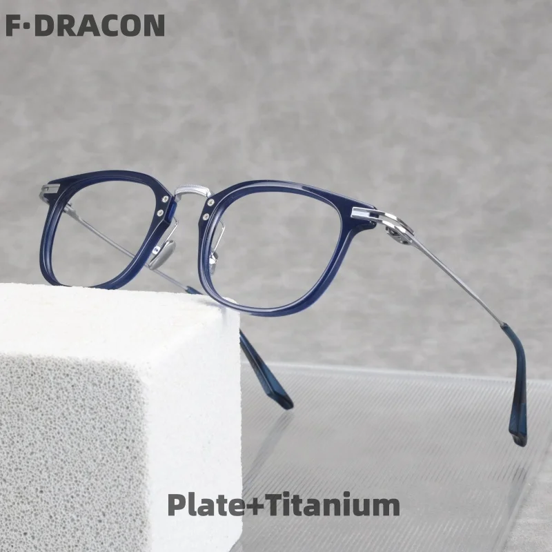 

Титановая оправа для очков, деловая квадратная мужская и женская оправа для очков, двухцветная оптическая оправа с толстыми краями 80904