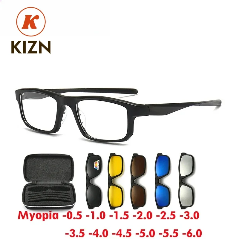 

Спортивные очки KIZN с магнитным креплением, 6 в 1, для мужчин и женщин, квадратные, для коррекции зрения, для вождения, с диоптриями -1.0