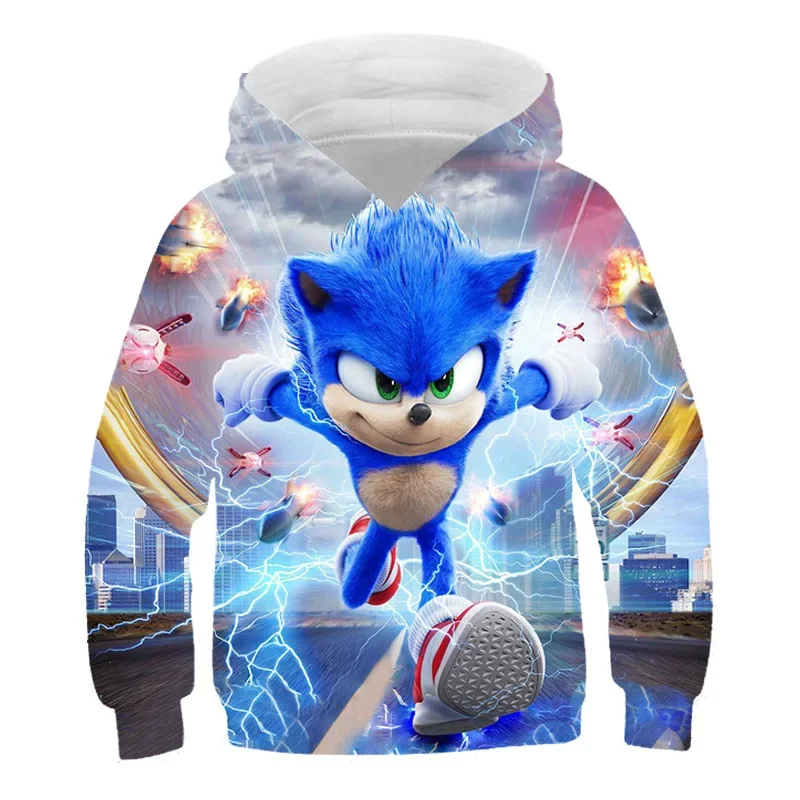 Pakaian kartun Sonic anak, baju lengan panjang kostum Hoodie anak-anak musim gugur dan musim dingin