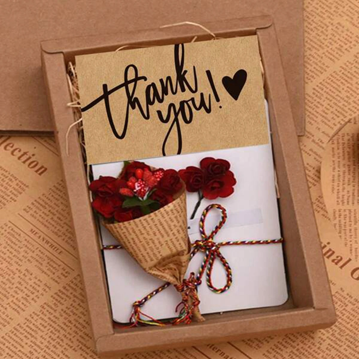 50pcs Natural Kraft Paper Thank You Cards for Small Business Appreciation Enterprise Thank You For Your Order Card Greeting Card