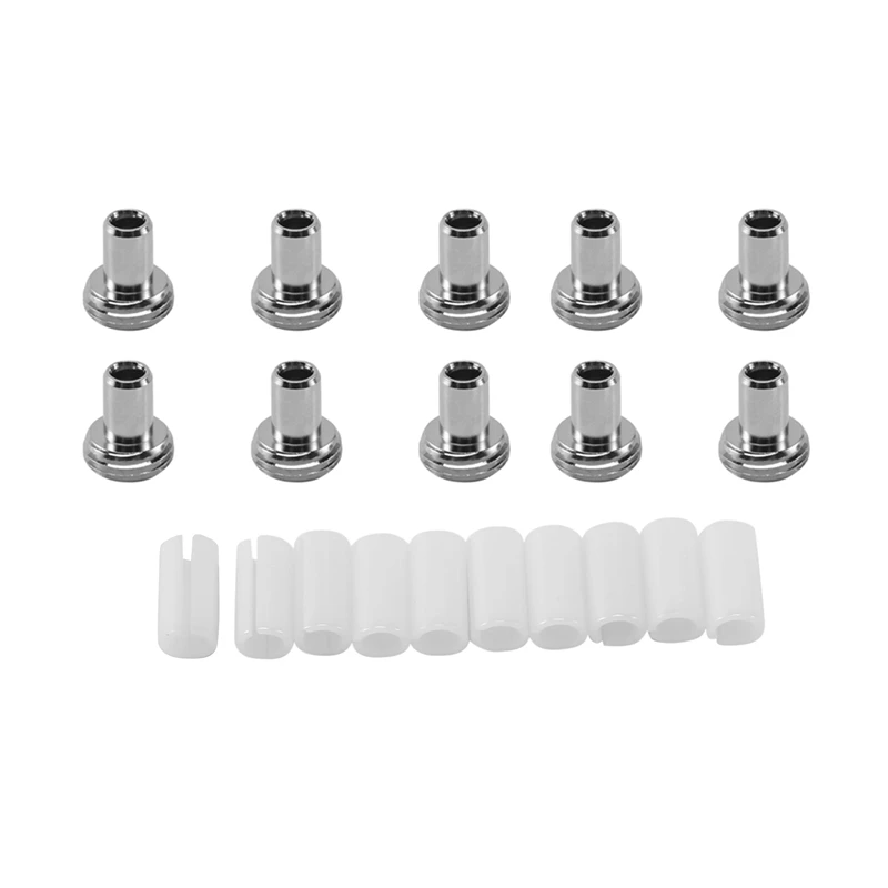 10Pcs Ceramic Tube Sleeves And 10Pcs Metal Head Connector Adapters For Fiber Optic Visual Fault Locator