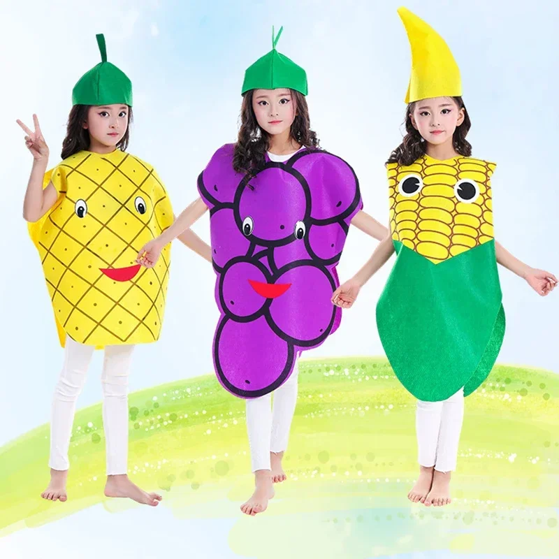 Funny Fruit Costume Vegetable Outfits for Kids Adult Strawberry Grape Pear Banana Watermelon Tomato Jumpsuits for Carnival Party view 6