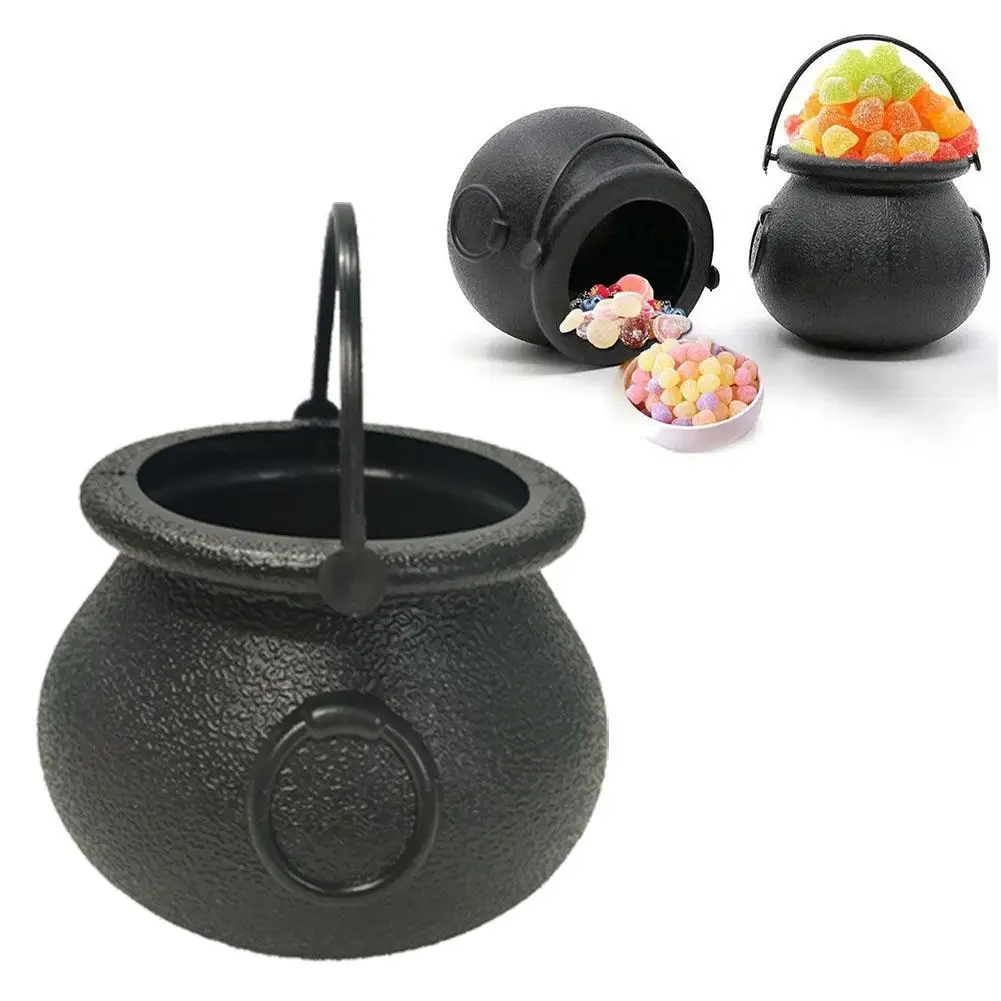 6pcs Halloween Witch Cauldron Decoration Mini Witch Cauldron Kettle Novelty Candy Holders Black Pots for Halloween Party Fa X9H4