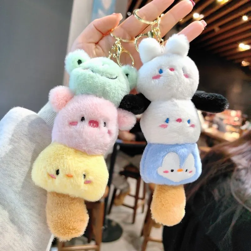 New Cartoon Cute Stacking Small Animal Plush Keychain Pendant Creative Candy String Small Animal Plush Backpack Pendant Gifts