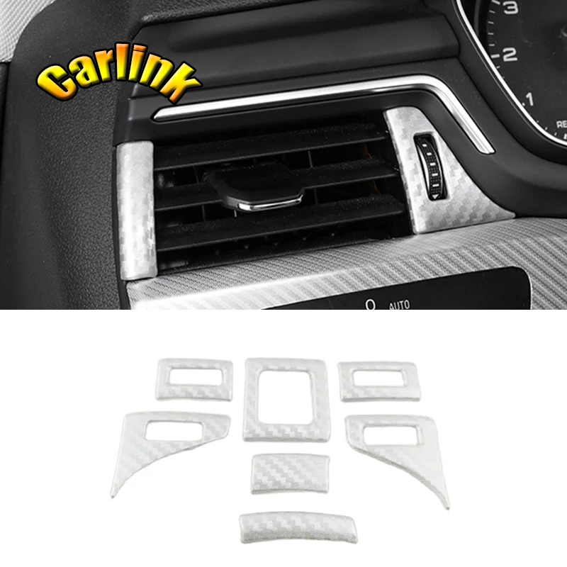 

For Audi A4 b9 2017-2022 ABS Carbon Bright Silver Car Air Condition outlet Vent frame Panel Sequins Cover trim Accessories 7pcs