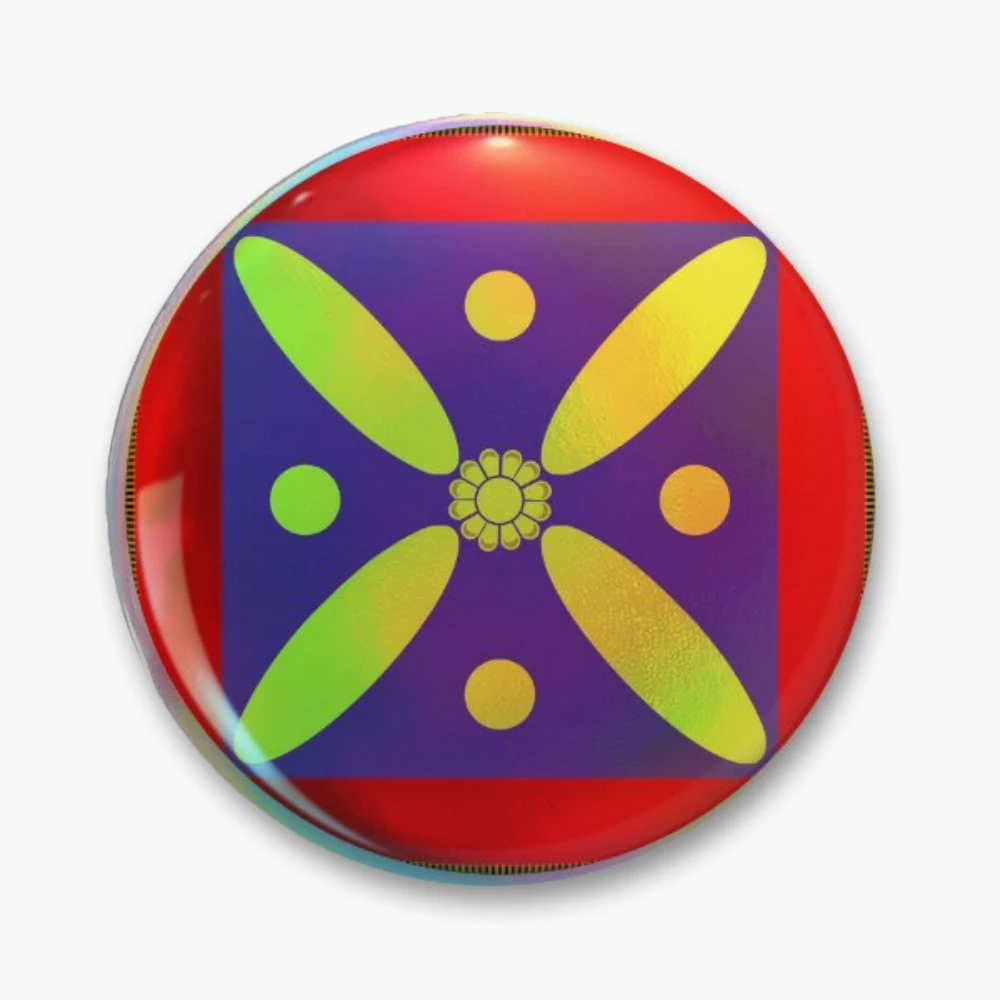 Sassanian Flag Persian Empire Derafsh Kaviani Pin Holographic Star Heart Pin Brooches Laminated Button Fashion Accessory