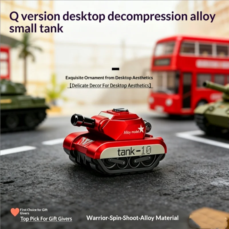 Decompression Cool Alloy Mini Tank Power Toy Boy Military Tank Can Launch Bullets Rotating Turret Armor Model Ornament