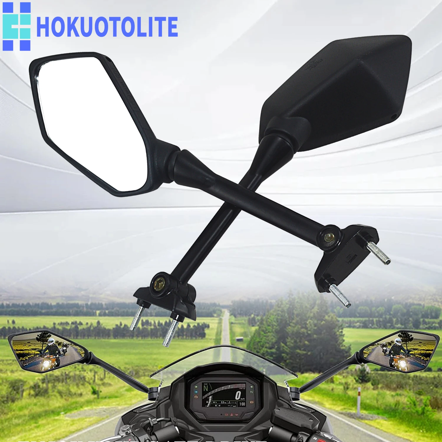 

Motorcross Dirt Bike Rear View Mirrors For KAWASAKI NINJA 400R 650R 1000 Z1000SX ER6F ER-6F 2009-2016 Side Review Mirror