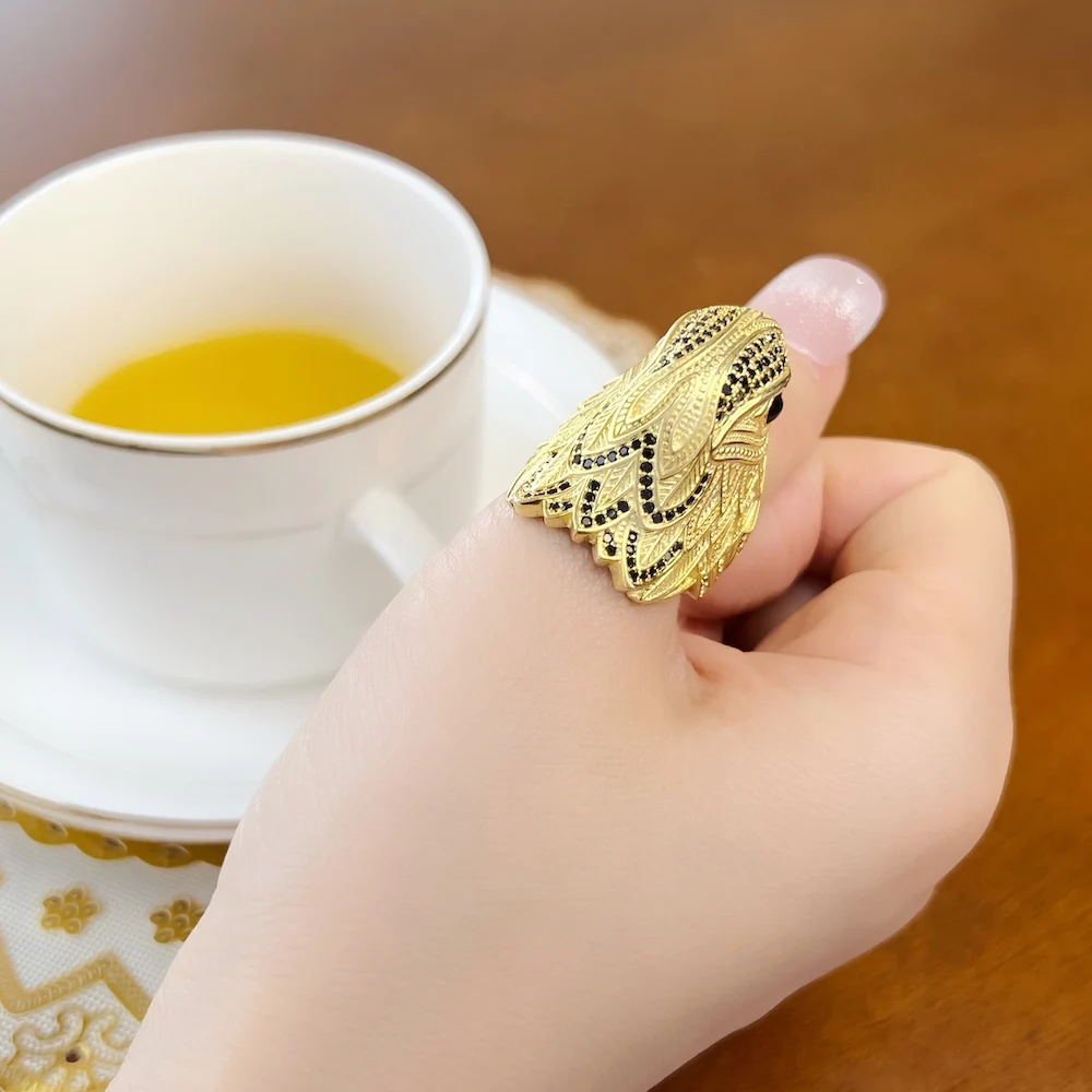 Cocktail Ring Elegant Falcon Vintage Gift For Women & Men Europe 925 Sterling Silver Fine Jewelry