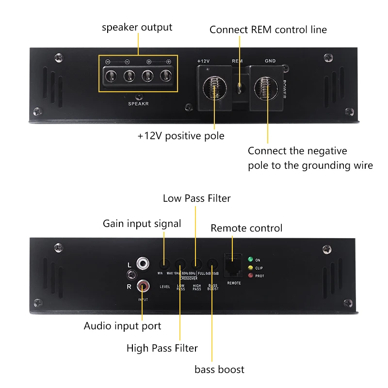 مضخم طاقة عالي للسيارة بحد أقصى 4000 وات من الفئة D مضخم صوت أحادي الاتجاه للسيارة، مكبر صوت مكبر كهربائي أكبر، جهير عميق، دائرة دقيقة