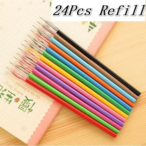 24Pcs Colorful Refils Diamond Head Refill Creative Candy 12 Color Gel Pen Refills 0.38mm Office Stationery School Supplies