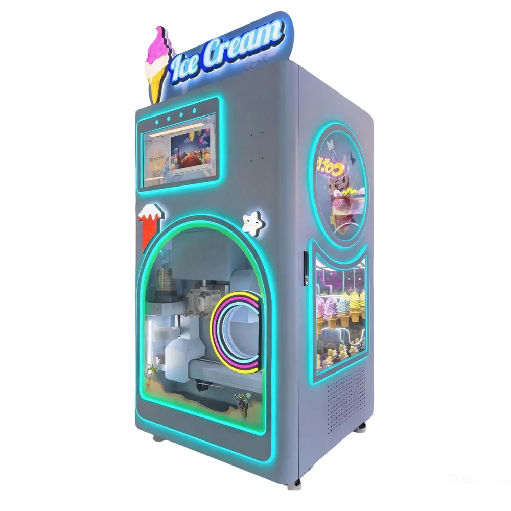 Factory Wholesale New Automatic Ice Cream Vending Machine Intelligent Self-Service Sweep Code Payment Metal Construction 1 Year