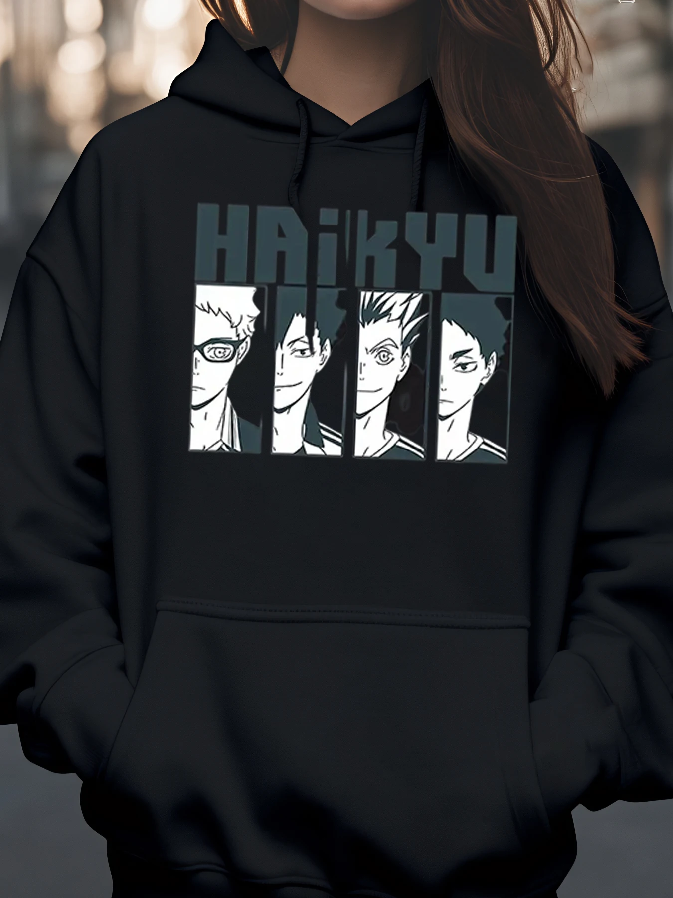 

Толстовка с принтом персонажей аниме Haikyuu для повседневной одежды для молодежи и взрослых