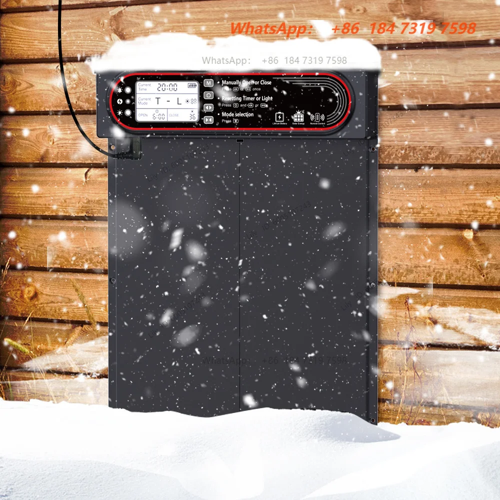 Automatic Chicken Coop Door, Anti Pinch Protection, Large LCD Display Screen, Timer and Light Sensor Mode, Solar Powered Automat