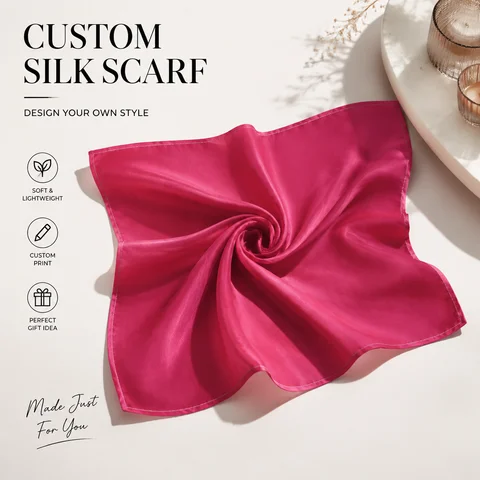 Custom Photo Print Silk Scarf DIY Your Own Design Image Personalized Satin Shawl Large Square Head Bandana Women Wrap