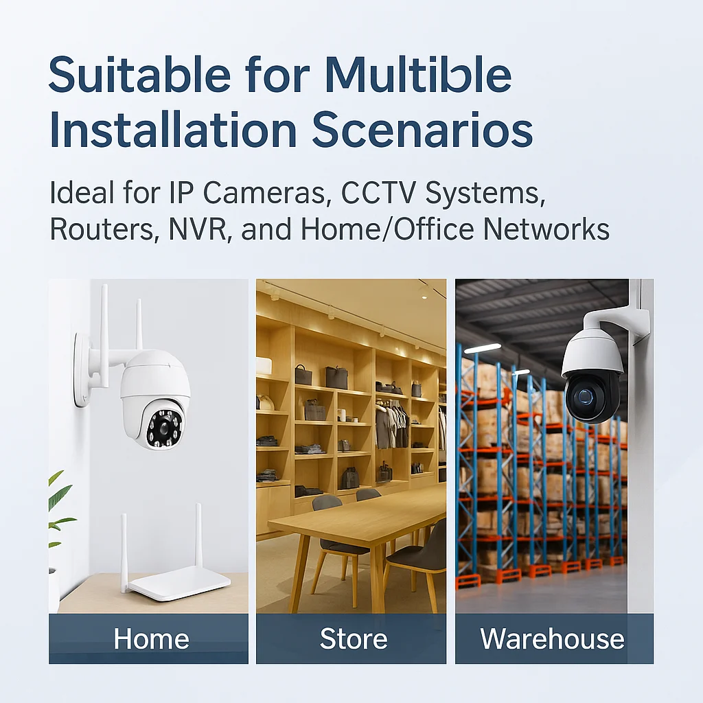 Winter Network+Power Extension Cable 5m-20m - DC5.5×2.1mm, Stable CCTV Connection for IP Camera Router